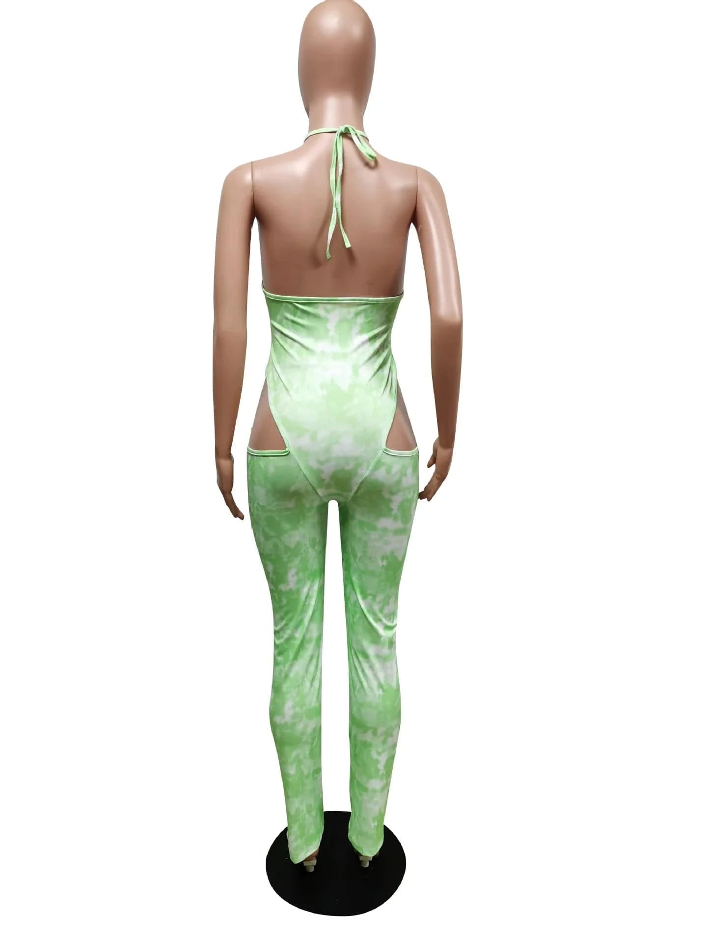 Women Lace Up Printed Sexy Playsuits Sleeveless Cut Out Summer Ladies Halter Tube Top Jumpsuit