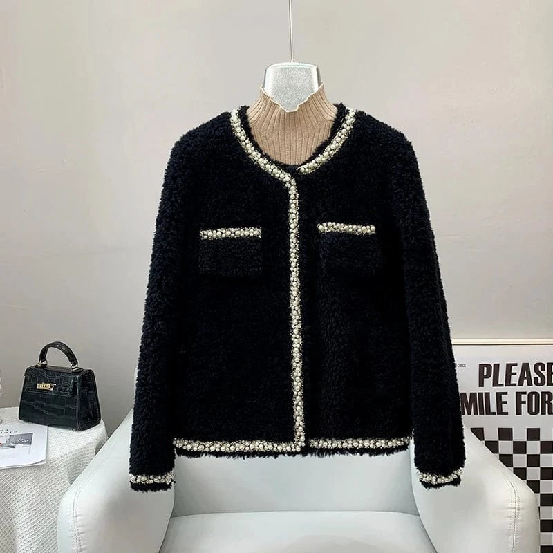 Women Lamb Wool Fur Short Coat Female Winter Warm Sheep Shearling Jacket Parka Overcoat JT3266