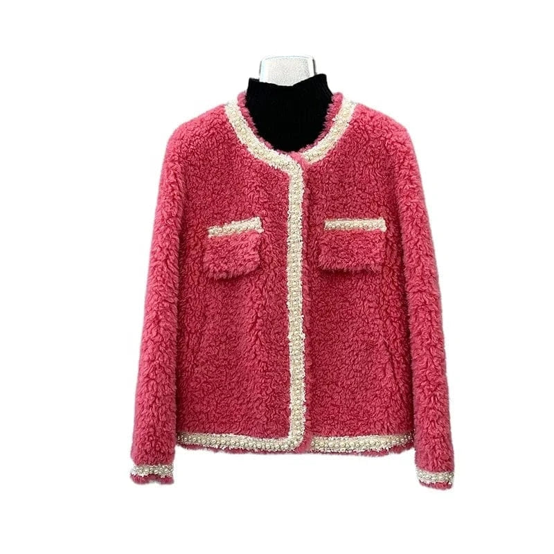 Women Lamb Wool Fur Short Coat Female Winter Warm Sheep Shearling Jacket Parka Overcoat JT3266