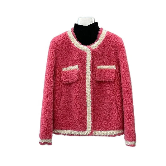 Women Lamb Wool Fur Short Coat Female Winter Warm Sheep Shearling Jacket Parka Overcoat JT3266