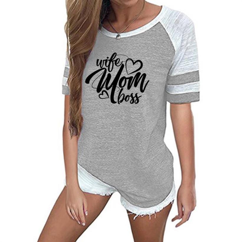 Women Loose Casual T-Shirt Summer Stitching Color Short Sleeve Funny Letter Print T-Shirt Harajuku Women Streetwear Tops Tees