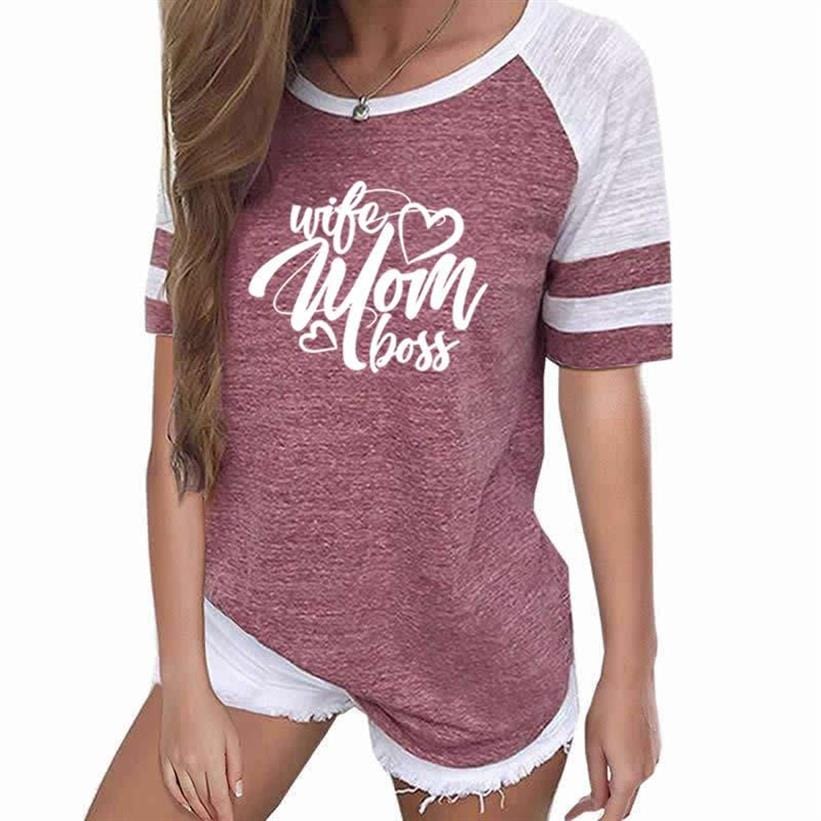 Women Loose Casual T-Shirt Summer Stitching Color Short Sleeve Funny Letter Print T-Shirt Harajuku Women Streetwear Tops Tees