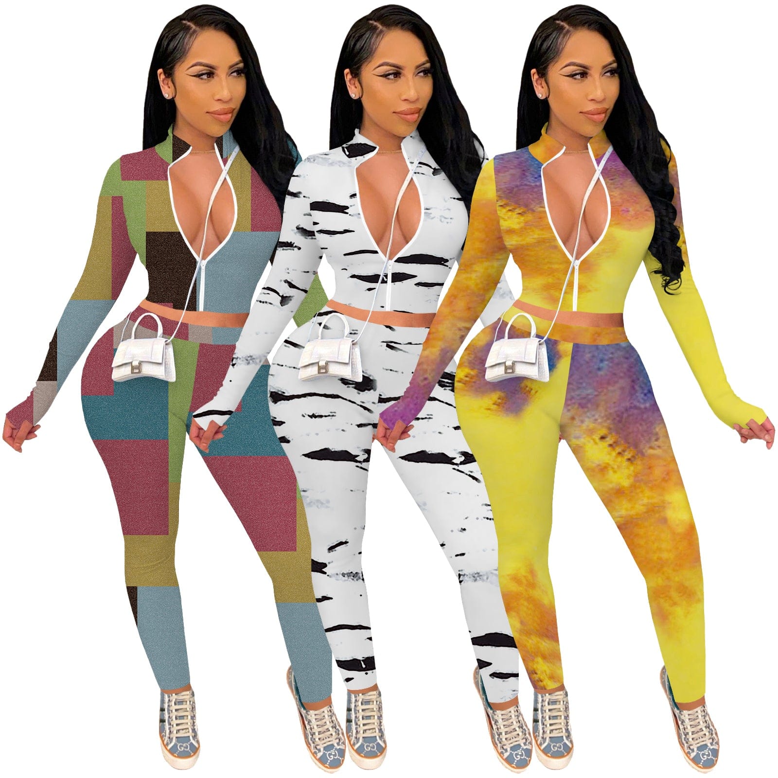 Women Outfits  Casual Pattern Printed Sports Sweatpants Two Piece Pants Set