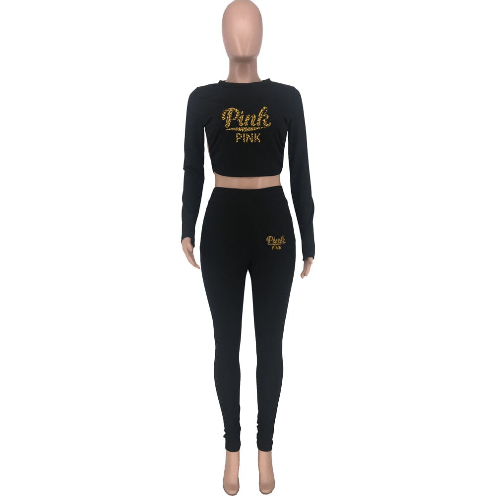 Women Outfits Sexy Print Patchwork  Backless O Neck Three Quarter Two Pieces Pant Set