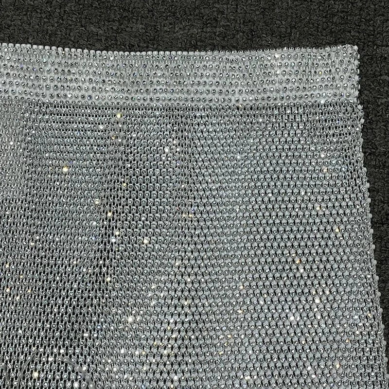 Women Party Sexy Mini Skirt Fluffy Ostrich Feather Has Elasticity Rhinestone Mesh Dress