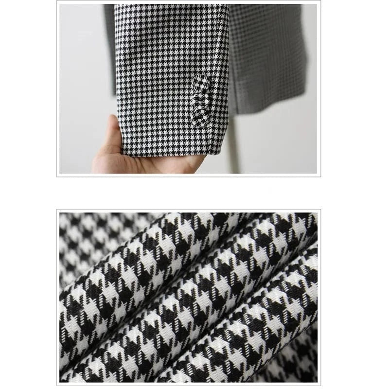 Women Plaid Blazer New Spring Autumn Fashion Plaid Two Button Slim Fit Blazer Suit Casual Basic Jacket