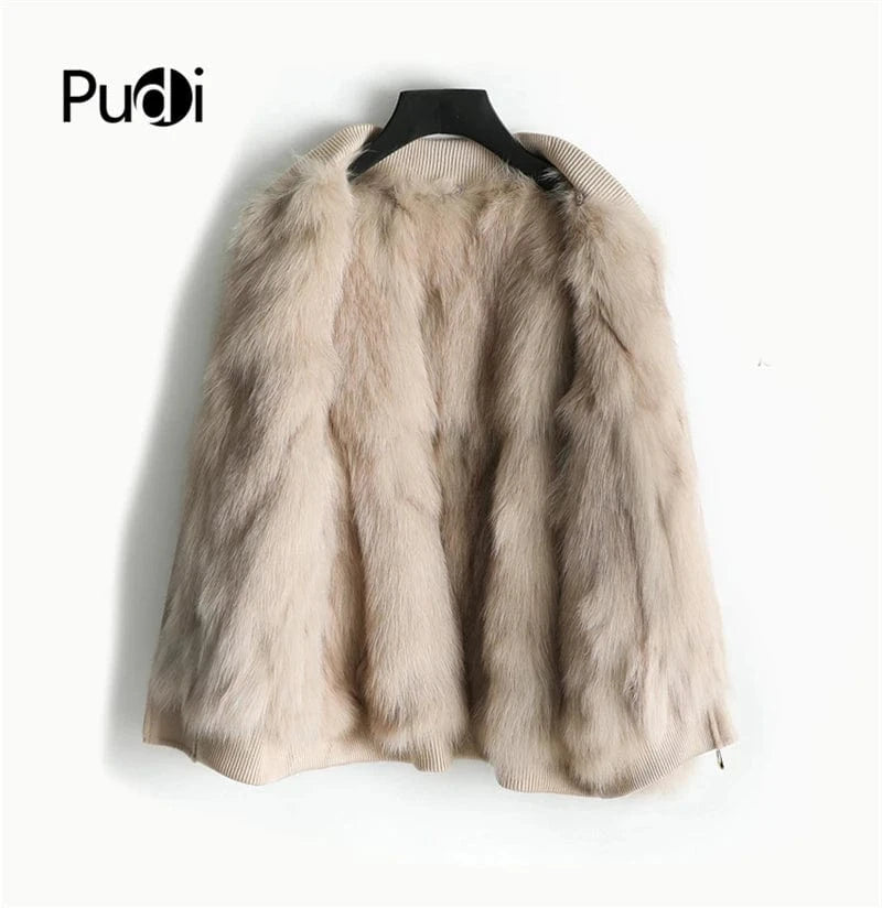 Women real wool coat lady fox lining fox fur collar jacket female Fall/Winter fur parka outwear ZY383