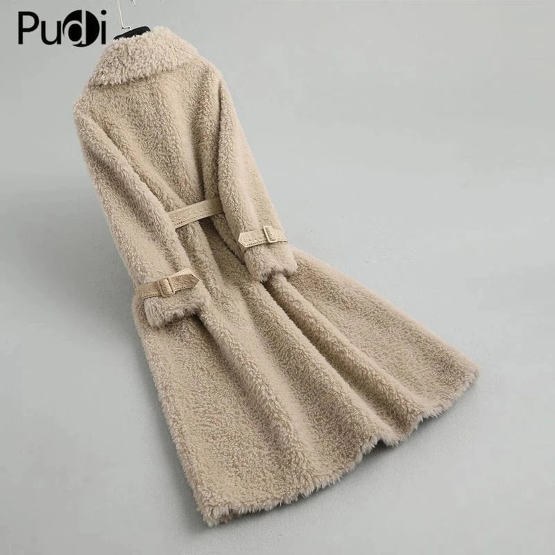 Women Real Wool fur coat jacket overcoat women's winter warm genuine fur jackets overcoats A59423