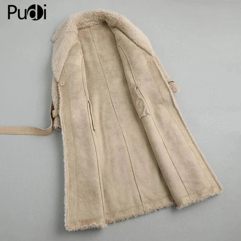 Women Real Wool fur coat jacket overcoat women's winter warm genuine fur jackets overcoats A59423