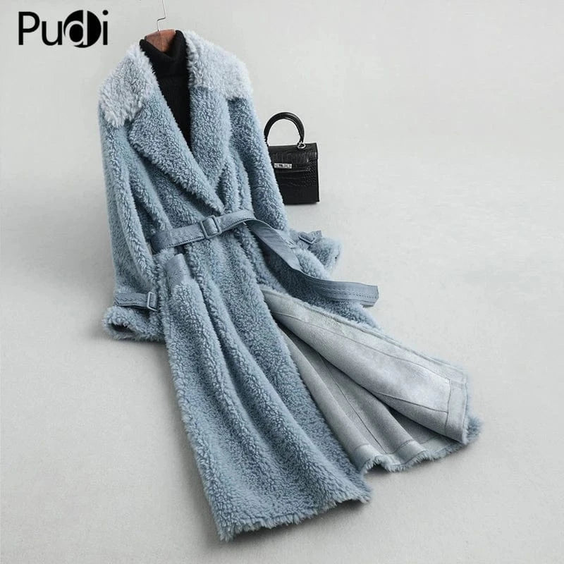 Women Real Wool fur coat jacket overcoat women's winter warm genuine fur jackets overcoats A59423