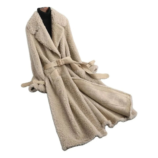 Women Real Wool fur coat jacket overcoat women's winter warm genuine fur jackets overcoats A59423