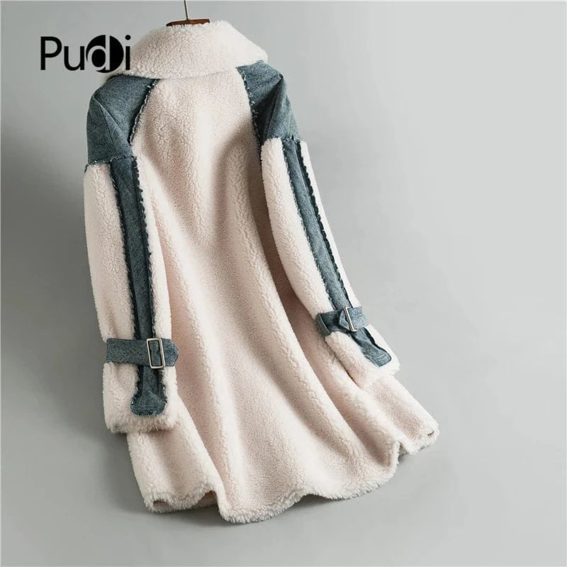 Women Real Wool fur coat jacket oversize female winter warm long genuine fur jackets overcoats clothes OMS04