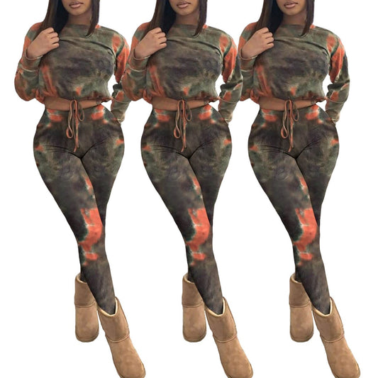 Women's 2 Piece Outfits Long Sleeve Crop Top Pullover Sweatshirt Jogger Pants Sweatsuit