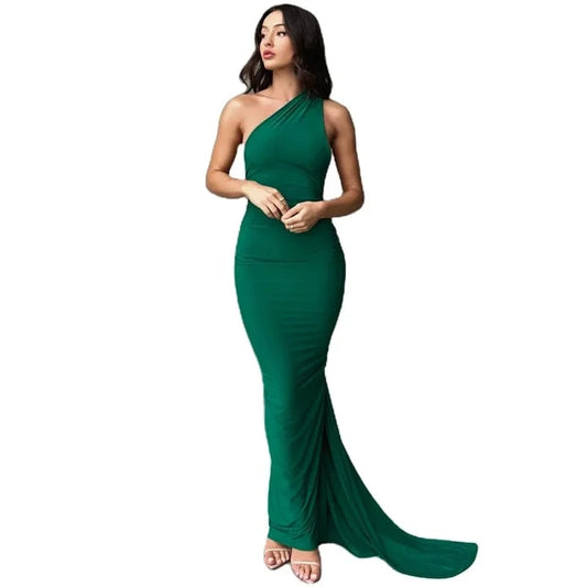 Women's 2023 Summer New sexy Backless pleated Slim Solid color Sleeveless Temperament Dress for women