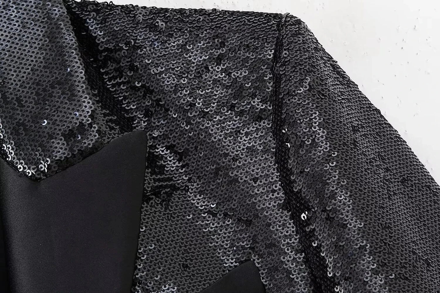 Women's beaded dress style suit jacket+sequined high waisted casual shorts set