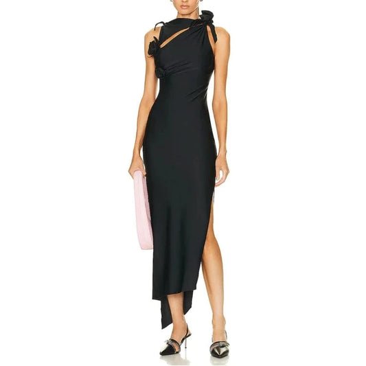Women's Black Sexy Elegant sleeveless slim Long Formal Bandage Evening Dresses