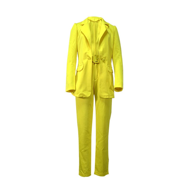 Women's Blazers Casual Fashion Long Sleeve Coats Pant Set Women High Waist Outwears Pants Suit