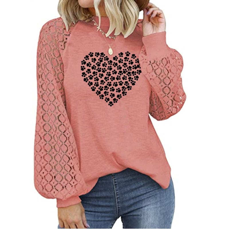 Women's Blouses dog paw faith Fashion Design custom made Loose Soild Color Summer Shirt Blouse  ladies' blouses