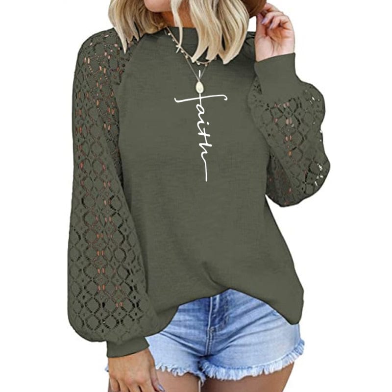 Women's Blouses Faith Flared Sleeves Mesh Fashion Design Loose Soild Color Summer Shirt Blouse  ladies' blouses