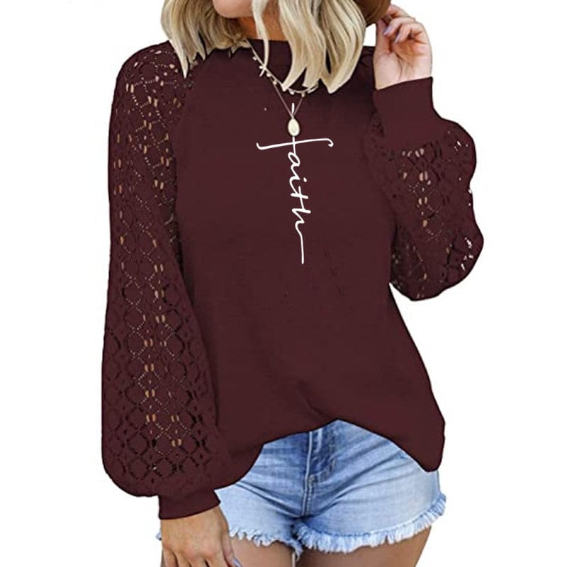 Women's Blouses Faith Flared Sleeves Mesh Fashion Design Loose Soild Color Summer Shirt Blouse  ladies' blouses