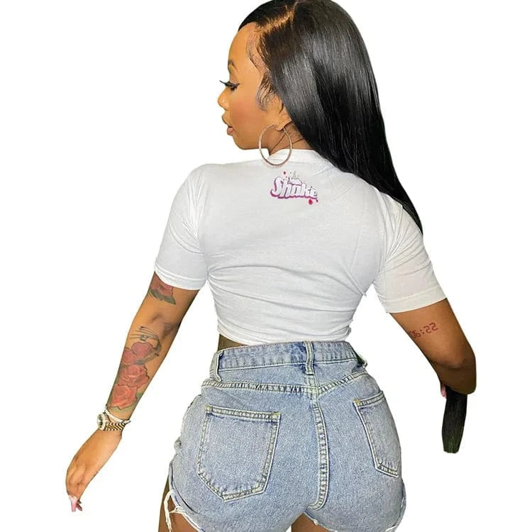 Women's Blouses & Shirts For Women Custom Graphic T Shirt Women's T-shirts Girls' Sweet Tee Shirt Crop Top Sexy Ladies Blouse