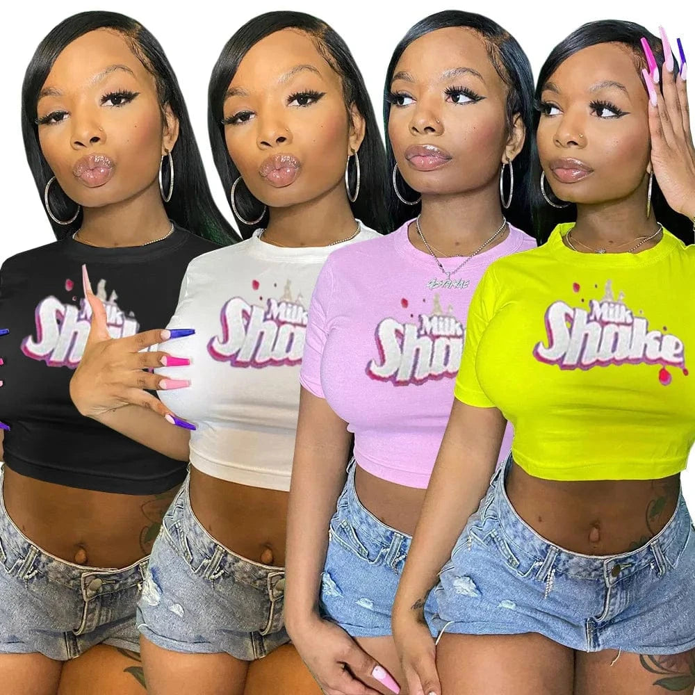 Women's Blouses & Shirts For Women Custom Graphic T Shirt Women's T-shirts Girls' Sweet Tee Shirt Crop Top Sexy Ladies Blouse
