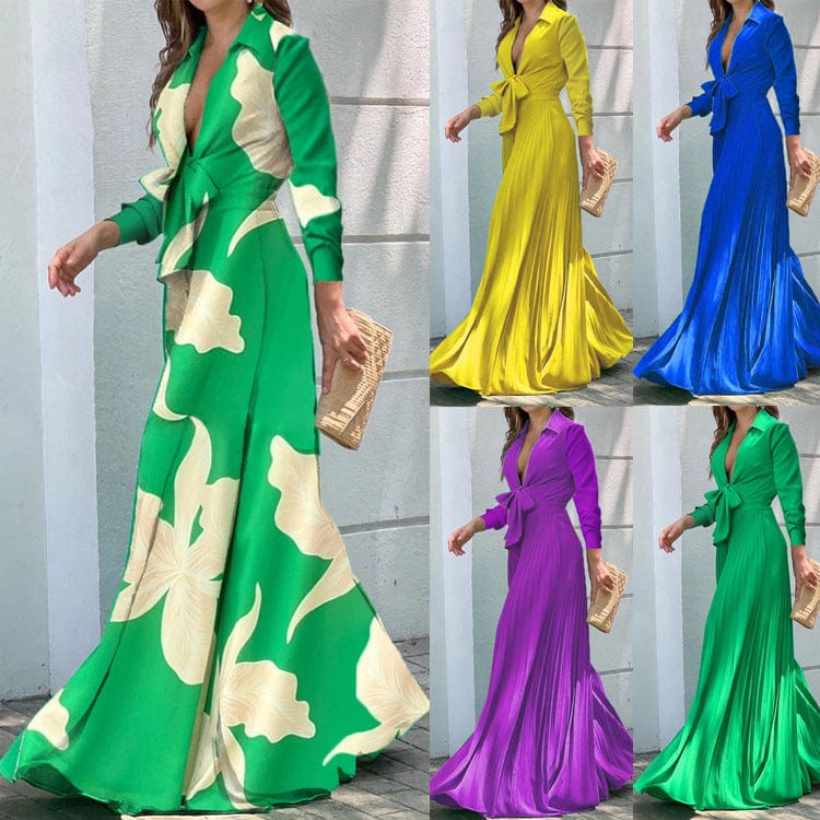 Women's clothing new fashion V neck long sleeve lapel top ladies loose wide leg pants women one piece jumpsuits