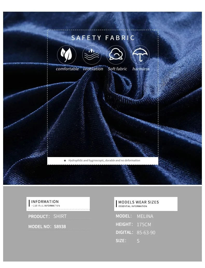 Women's Elegant Lantern Sleeve Ruffle Hem Velvet Peplum Blouse