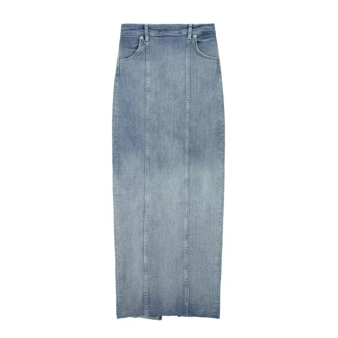 Women's European and American style denim tight fitting corset denim long skirt for women set
