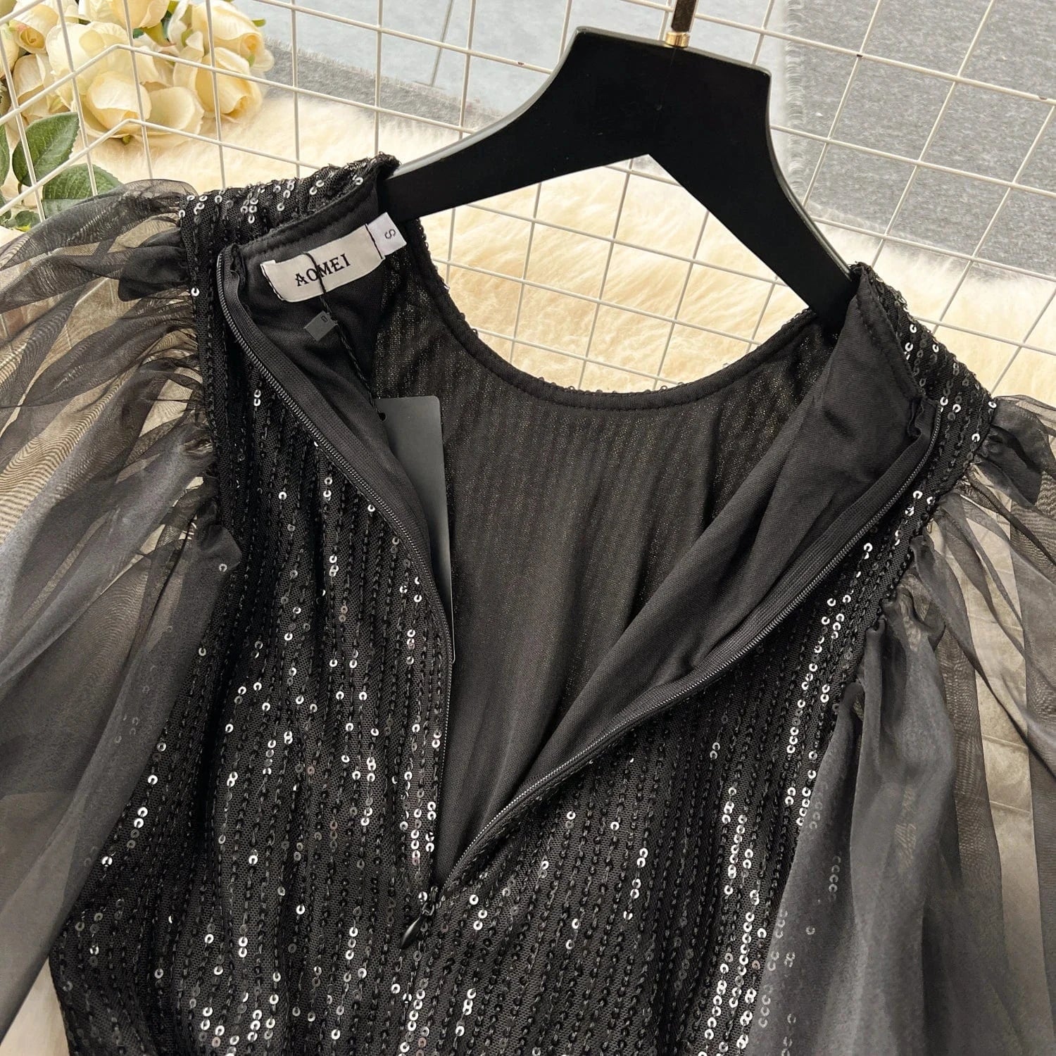 Women's Evening Dress 2024 New High Stretch Organza Long Sleeve Bodycon Dinner Party Dresses Elegant Black Dress 4x