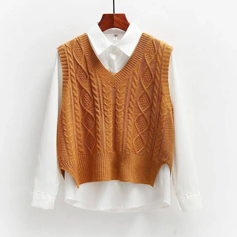 Women'S Fall And Winter Sleeveless Knitted Sweater Vest Coat Undershirt / No Shirt