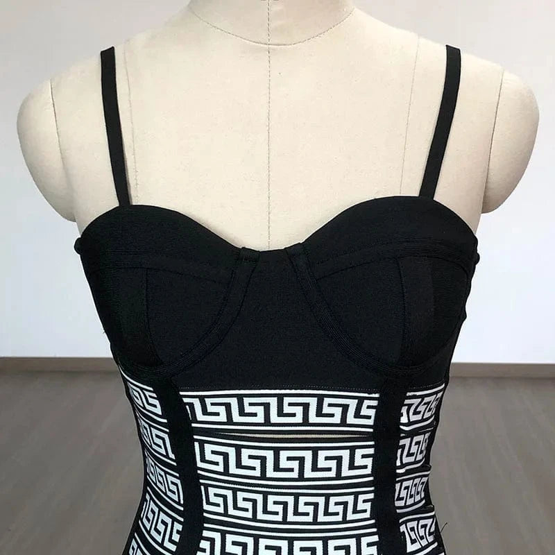 Women's Fashion Clothes Strap Jacquard Midi Dress Prom Dresses