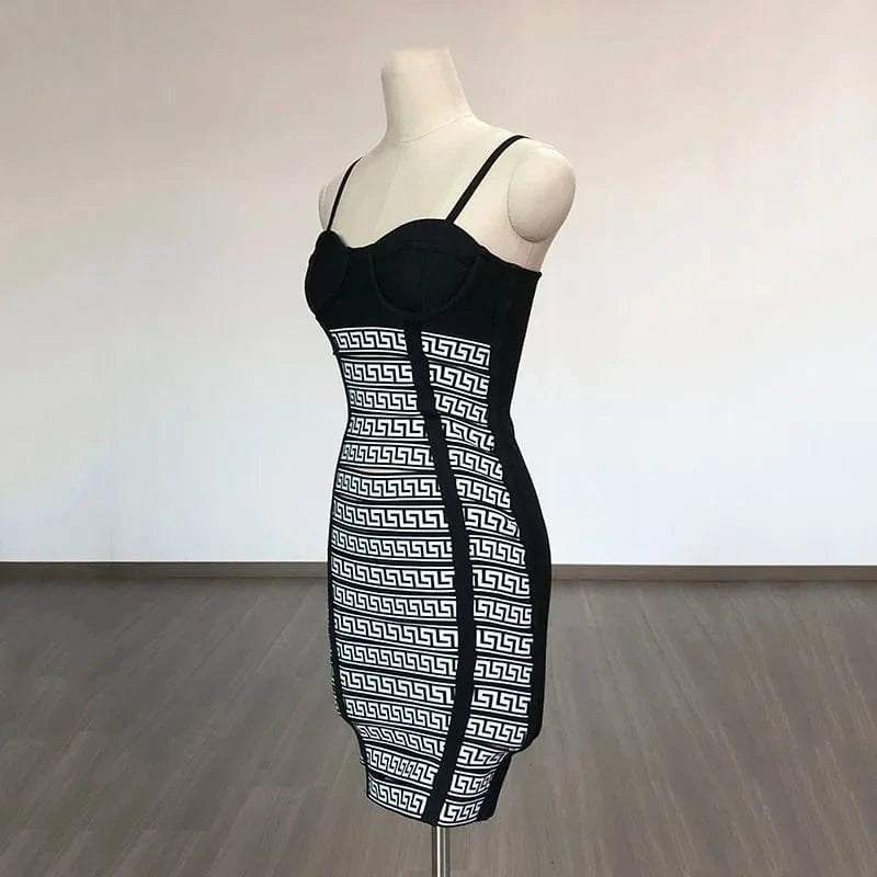 Women's Fashion Clothes Strap Jacquard Midi Dress Prom Dresses