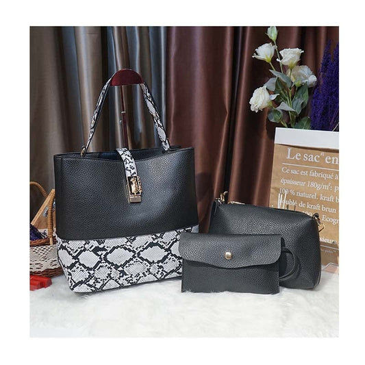 Women's Fashion Handbags Vintage Large Capacity Snakeskin Designer 3 in 1 Purses and Handbags