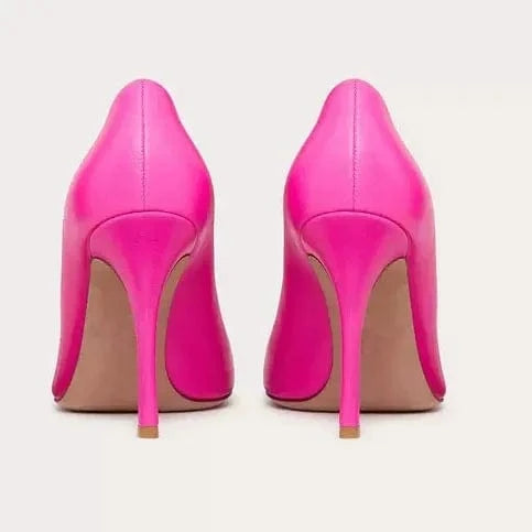 Women's High-Heeled Pumps Checker Pattern Thin Heel Pointed Toe Shoes