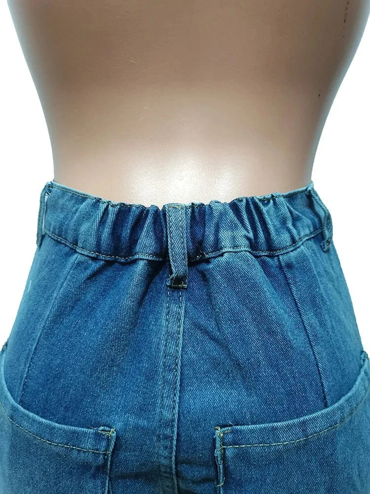 Women's High Waist Multi Pocket Cargo Denim Jeans
