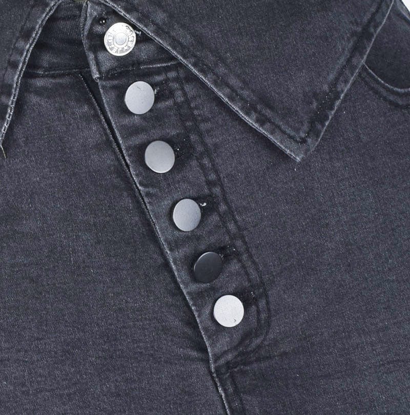 Women's jeans summer new Button stretch  female denim jeans high waist lapel lady jeans popular button fashion demin