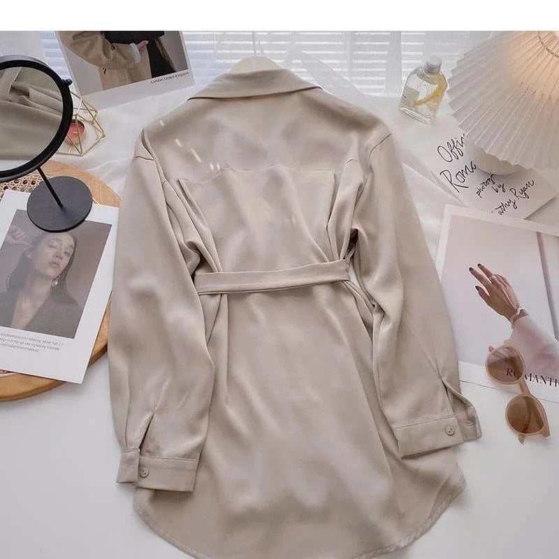 Women's Long Long Sleeve Shirt Summer New Tie Tops