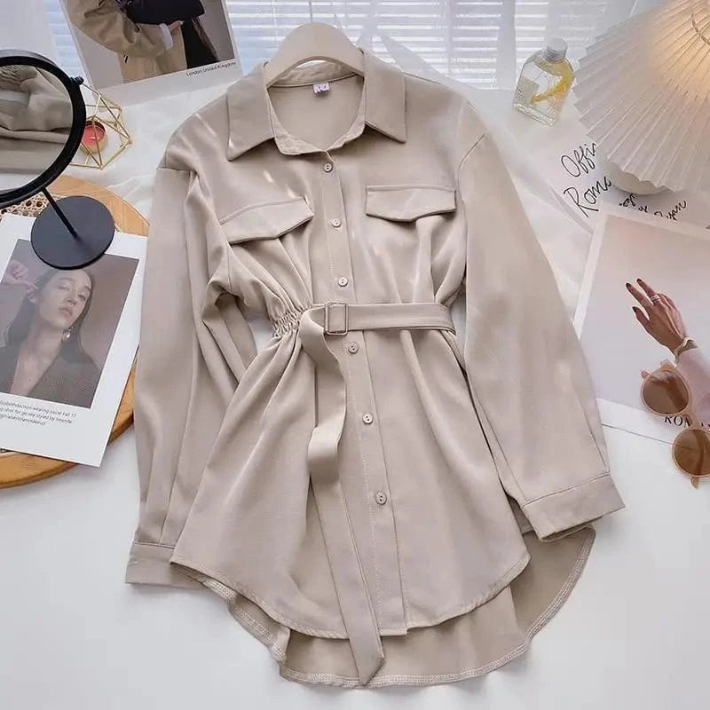 Women's Long Long Sleeve Shirt Summer New Tie Tops