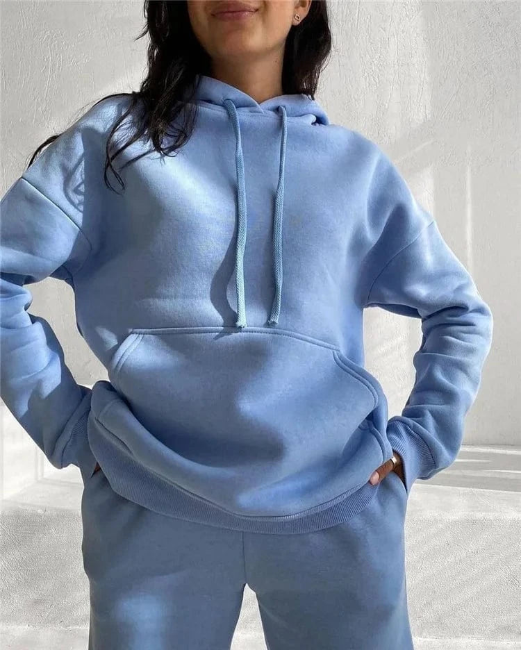 Women's Outfits Long Sleeved Plush Hooded Sweater Loose Casual PantsWomen Two Piece Set Autumn and Winter Fashion Suit
