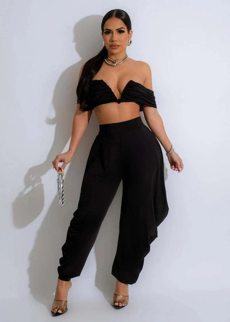 women's sexy club summer wear 2024 new arrivals trend product pleated 2 piece pants set outfit clothing clothes for lady 2024