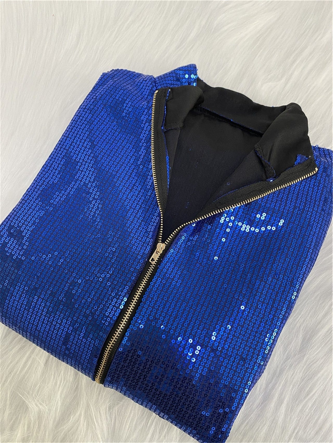 Women's Sexy Sequin Two Piece Outfits Glitter Jacket Pant Bodycon Jogger Tracksuit Clubwear Set