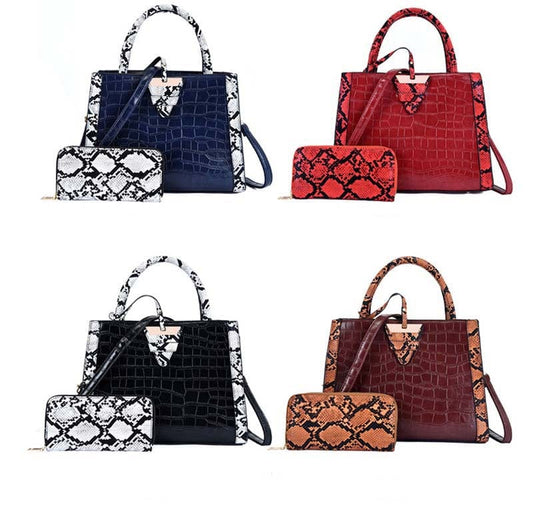 Women's Shoulder Bags PU Leather  Bag Et 2 Pieces Purse Et Buttons Serpentine Embossed Bag Ets Daily Outdoor
