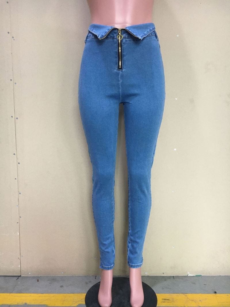 Women's Spandex Jeans pants High Waist Stretch Skinny Denim Pants 2023 Winter Blue Retro Washed Elastic Slim Pencil Trousers