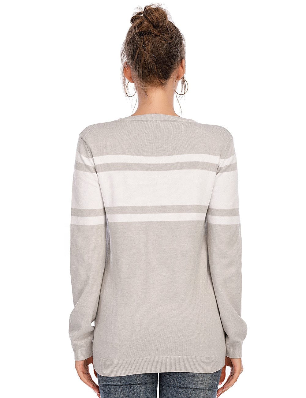 Women's Sweater Loose Large Size Base Shirt Striped Love Round Neck Pullover Needle Woven Women