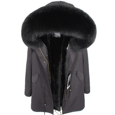 Women's Winter Parka Jacket Natural Fox Fur Coat Faux fur lined jacket Winter fur coats