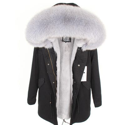 Women's Winter Parka Jacket Natural Fox Fur Coat Faux fur lined jacket Winter fur coats