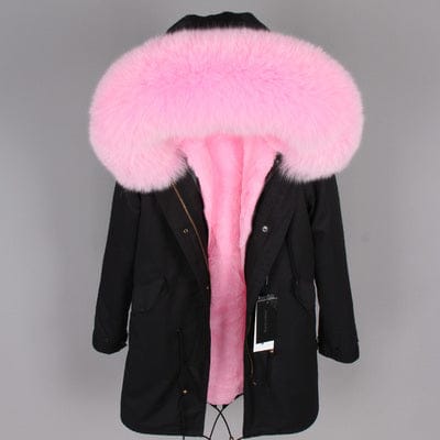 Women's Winter Parka Jacket Natural Fox Fur Coat Faux fur lined jacket Winter fur coats