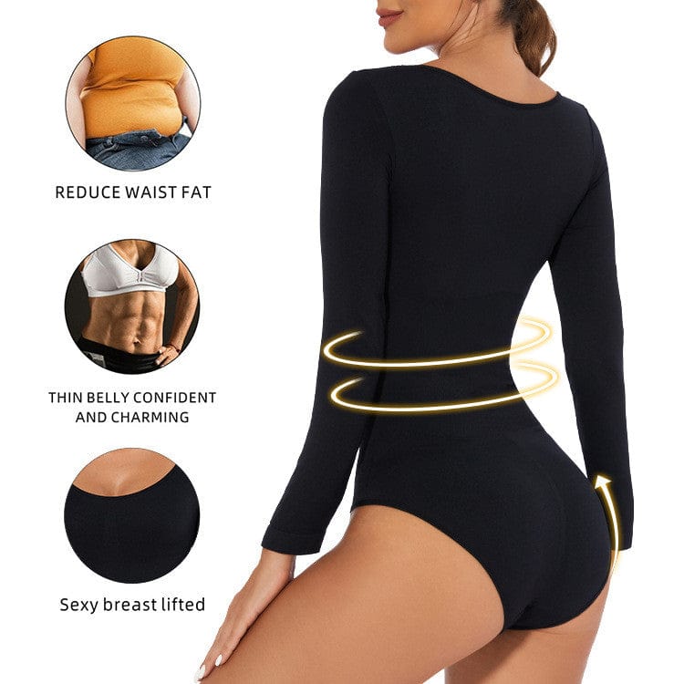 Women Seamless Shapewear Bodysuit Waist Trainer Body Shaper Butt Lifter Shapewear Underwear Slimming Long Sleeve Bodyshapers