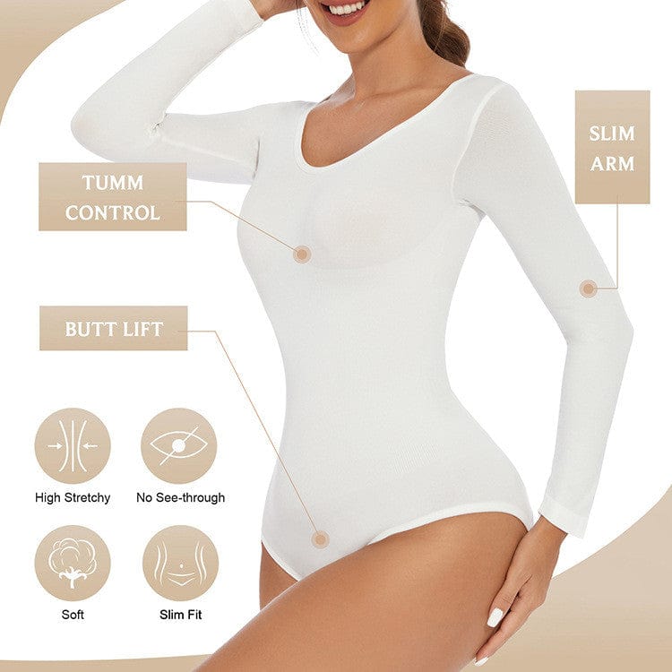 Women Seamless Shapewear Bodysuit Waist Trainer Body Shaper Butt Lifter Shapewear Underwear Slimming Long Sleeve Bodyshapers